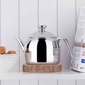 Korkmaz Droppa Tea Pot 09L - Stainless Steel - Silver - 09 Ltr