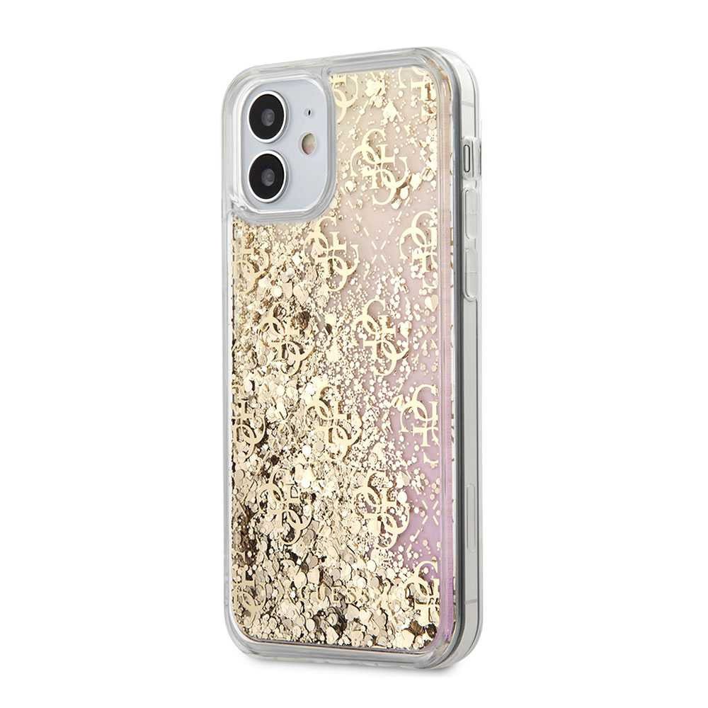 Guess Liquid Glitter 4G Pattern Gradient Background for iPhone 12 Mini (5.4") - Gold