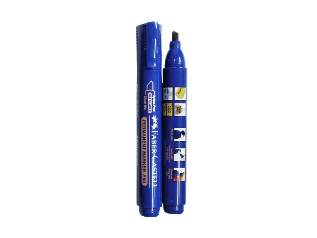 Faber Castell Permanent Marker, Chisel Tip, Blue