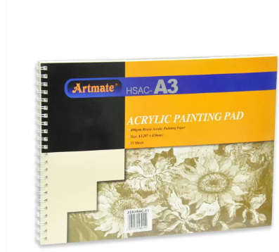 Artmate Acrylic Painting Pads A3 Size, 12 Sheets - JISKHSAC-A3