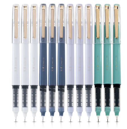 DELI S859 Gel Pen Signature Full Needle Tube Straight Liquid Rollerball Pen 0.5 Black Fashion Office Student 4PCS