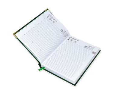 FIS 2023 International Diary A5 7-Languages Vinyl Gold Corner 1-Side Padded Green - FSDI136-7G23GR