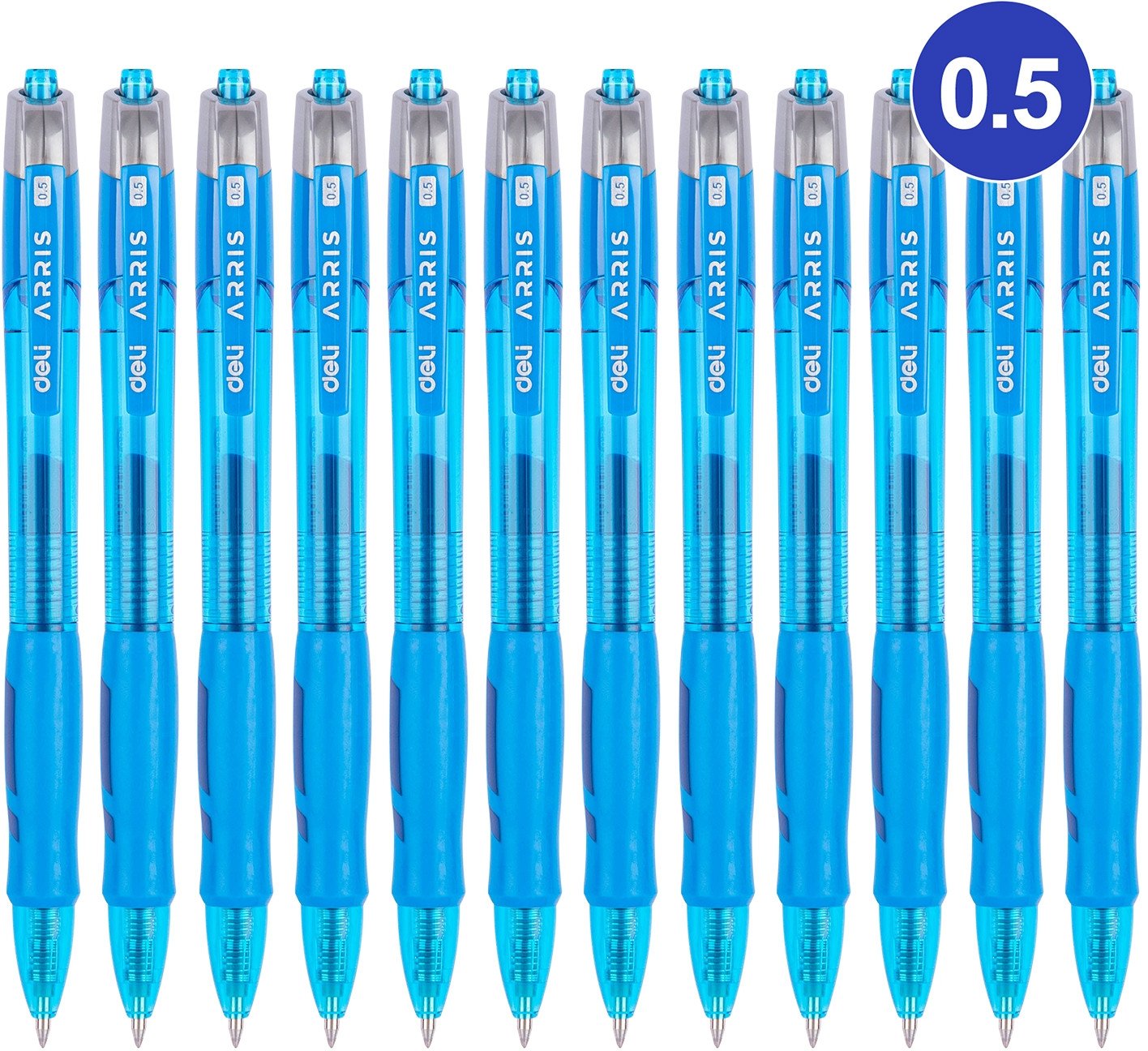 Deli Retractable Smooth Gel Ink Pen 0.5 mm Bl 1x12 Arris Blue