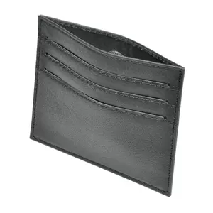 FIS Italian PU Soft Cover Stiched Slim Wallet Polyurethane For Unisex, Top Side open 6 ID Card Pockets, Size 8 x 10.5 cm, Black Colour - FSPQSW01
