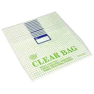 FIS Clear Bag, A4, Clear/Green, Pack of 12 Pieces With Name Card Pocket