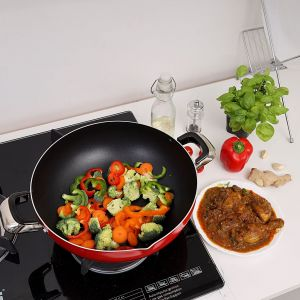 Royalford Wok Pan - Aluminium - Red - 30 CM