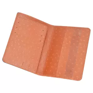 FIS Ostrich Italian PU Passport Cover With Pockets & 2 Sim Cards Holder With Gift Box, Brown Color, 10 x 14 cm Size - FSGNOBR