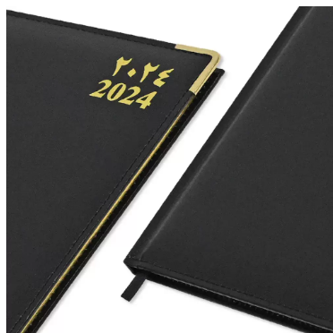 FIS Golden Executive Diary 2024 Arabic/English/French (1-Week at a glance) Black - FSDI35AEG24BK