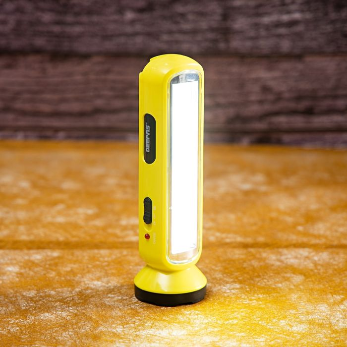 Geepas 2-In-1 8W Emergency Lantern With 3W Rechargeable LED Torch | 16 MEGA Luminous Hi-Power LEDs |Portable & Lightweight | Suitable For Hiking, Power Outages, Camping | 2 Years Warranty