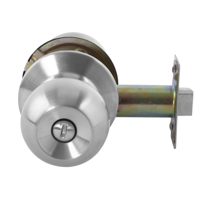 Geepas Stainless Steel Cylindrical Lock - Security Lock | 53mm 304 Stainless Steel Knobs With Latch Bolt, Stricker & Screws With Keyless Operation | Ideal For Bedroom, Bathroom And More | 2 Years Warr