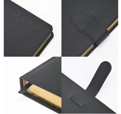 FIS Golden Agenda Diary 2024 (English) Italian PU, 1-Side Padded, Black - FSDI75EPG24BK