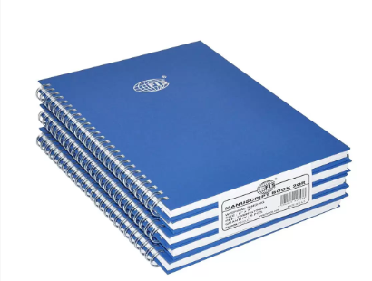 FIS 5-Piece Spiral Manuscript Notebook Set, 8mm Single Ruled With Spiral, 9 x 7 Inch Size, (5x96 Sheets) - FSMN9X72QSB