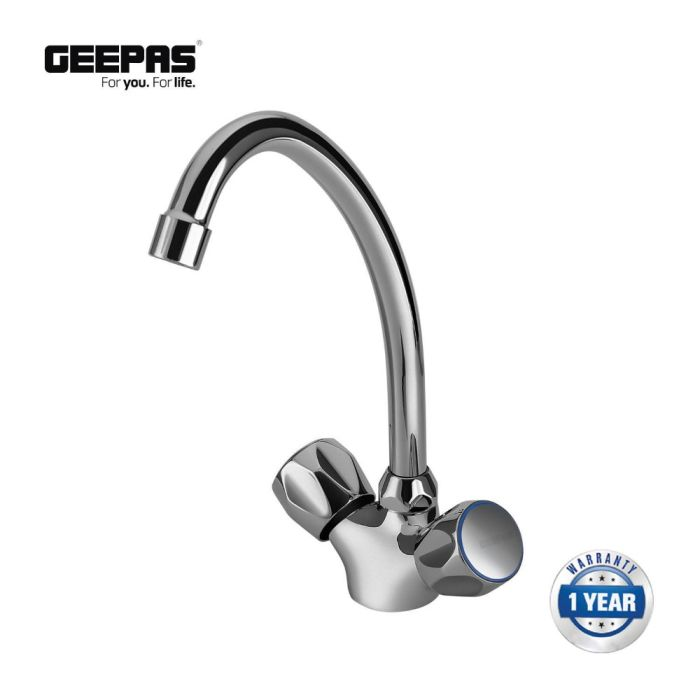 Geepas GSW61024 Centre Hole Basin Mixer Made Of Strong And Durable Solid Brass, Square Bathroom Taps With Independent Hoses Made For Hot And Cold Water