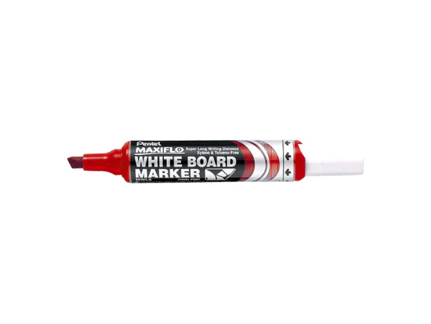Pentel MWL6 Maxiflo Chisel Tip White Board Marker, Red