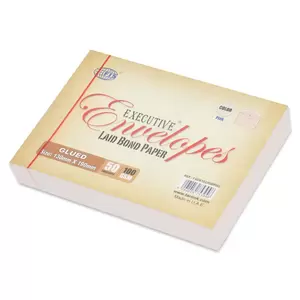 FIS Pack of 50 Executive Laid Paper Envelopes, 100 GSM, Size 130 X 190mm, Glued, Color Pink