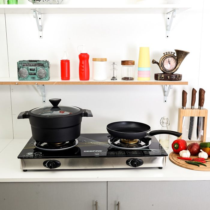 2-Burner Gas Hob - Size 70 Mm & 90 Mm - Attractive Design, 8mm Tempered Glass Worktop - Automatic Ignition, 2 Heating Zones 4.5Kw| Stainless Steel Frame | 2 Years Warranty