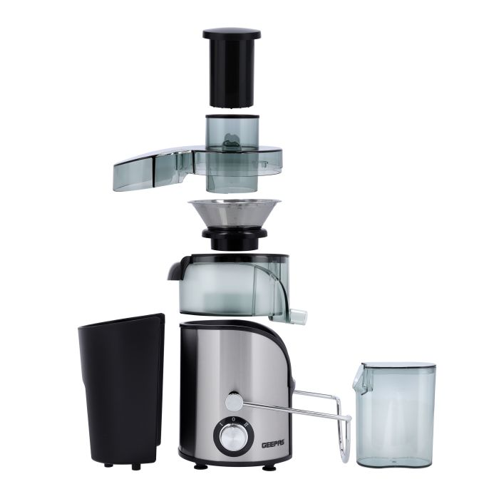 Stainless Steel Juice Extractor, GJE46017 | 65mm Feed Tube | 1.4L Extra Large Pulp Container & 500ML Juice Cup | Overheat Protector & Double Safety Lock Device | 600W Powerful Motor | 2 Years Warranty