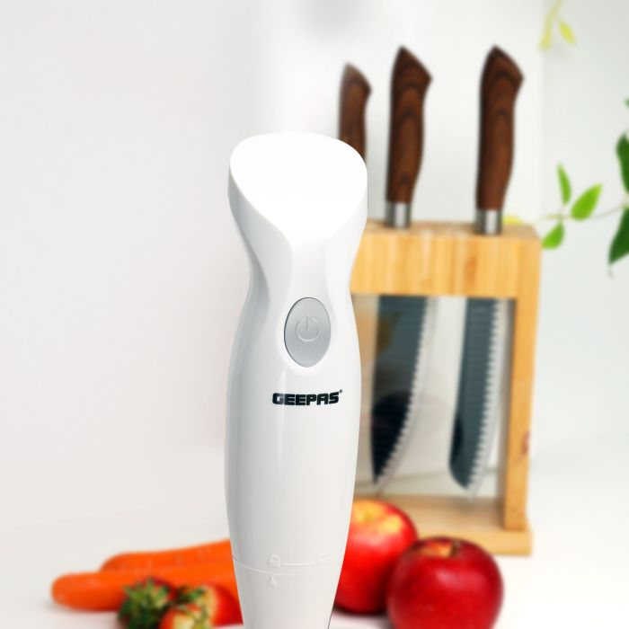 Geepas 200W Hand Blender | Food Collection Immersion Hand Blender | Ideal For Smoothies, Shakes, Baby Food, Soup, Grinding Ingredients, Vegetables & Fruits - 2 Year Warranty