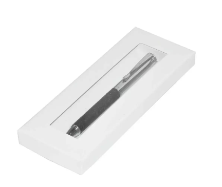 FIS Silver Pens with Embossed Italian PU Wrapper and Gift Box, Black Colour - FSPNSPUBKD6