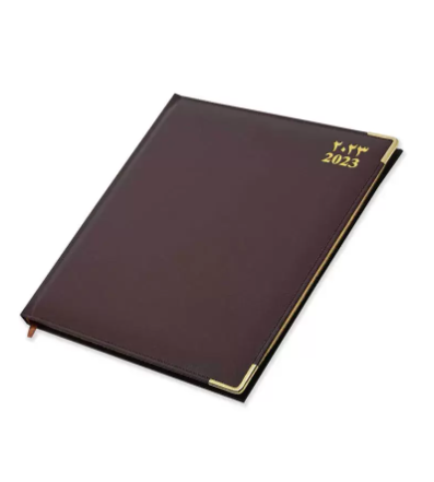 FIS Golden Executive Diary 2023 Arabic/English/French (1-Week at a glance) Chocolate - FSDI35AEG23CH