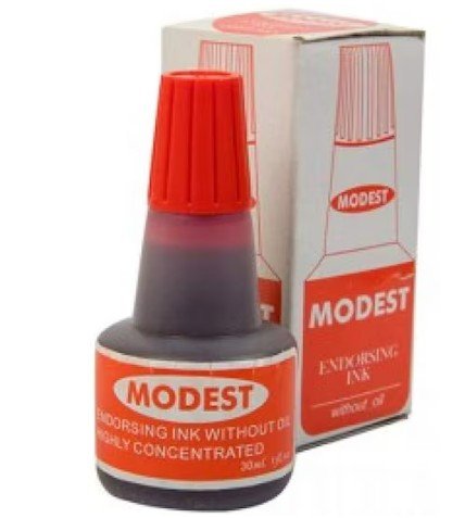 Modest Stamp Pad Ink 30ml, Red- (Pack of 12 Pcs)
