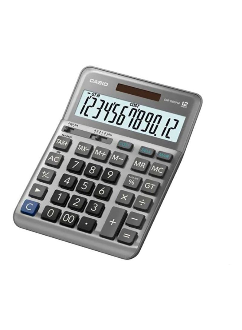 Casio Dm-1200Fm-W-Dp Digital Desktop Calculator - Grey/Black/Blue