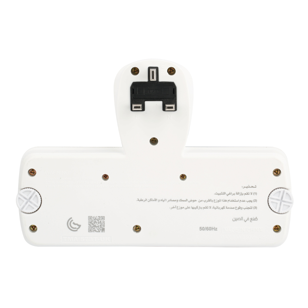 3 Way UK T-Socket Multi Adaptor With Individual Switches Indicators