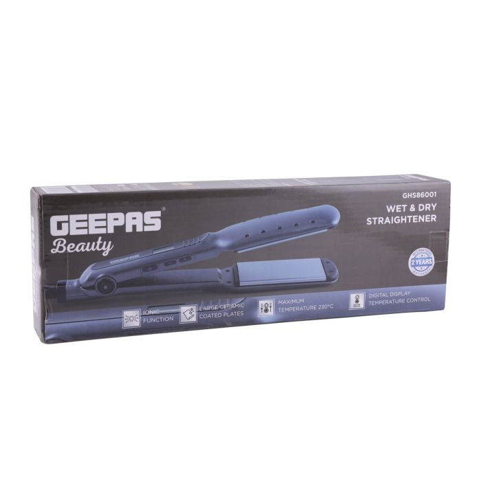 Geepas Ceramic Straight Hair Straighteners 50W | Easy Pro Wide Ceramic Floating Plates With Max Temperature 230°C| Digital LCD Display | 2-Year Warranty