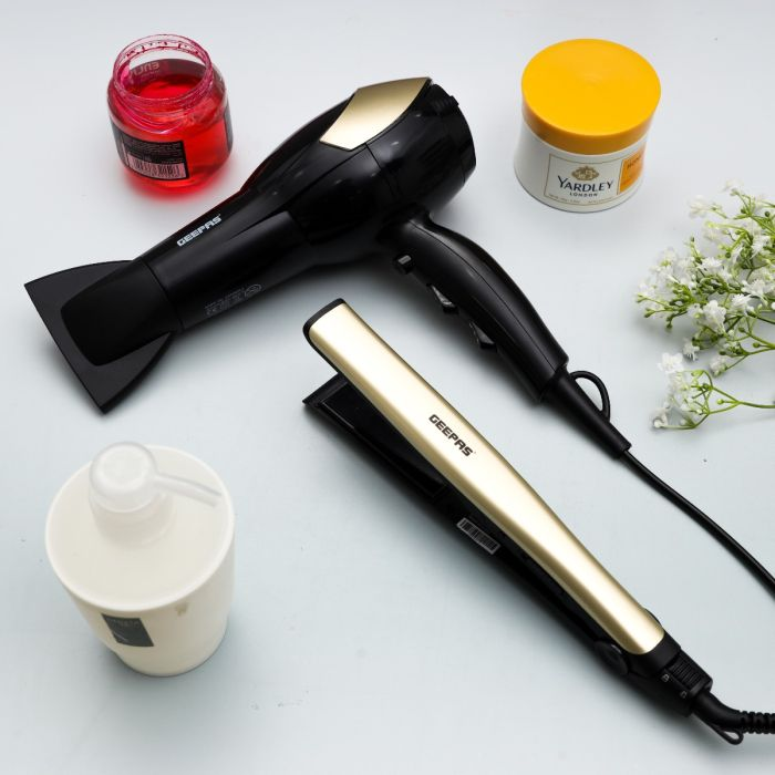 Geepas 3 In 1 Hair Styling Set 2200W - 2 Speed & 3 Heat Setting Curler | Ceramic Coating Plates Straightener With 25mm Hair Curler | Ideal Gift For Women | Perfect For Short & Long Hairs