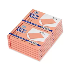 FIS Sticky Note Pad, 3X5 inches, Pack of 12, Ruled Neon Pink -FSPO3X5RNPI