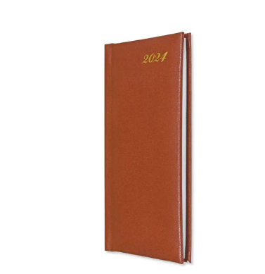 Fis 2024 Slim Diary Vinyl 1 Side Padded English & French - Brown -FSDI59EFN24BR