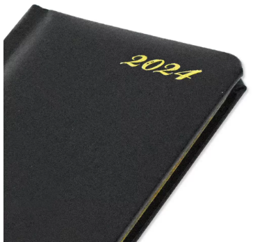 FIS 2024 Golden Slim Diary Bonded Leather (English/French) Black - FSDI59EFGB24BK