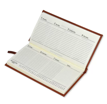 Fis 2024 Slim Diary,Italian Pu English, Hard Cover, Brown -FSDI57E24BR