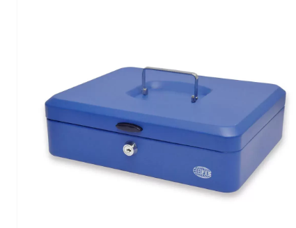 FIS Cash Box Steel Blue Color With key lock, 300 x 240 x 90 mm, 12 Inch Lock Size - FSCPTS0X10B