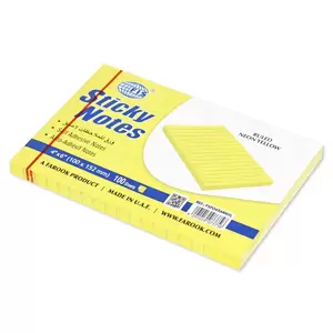 FIS Sticky Note Pad, 4X6 inches, Pack of 6, Ruled Neon Yellow -FSPO4X6RNYL