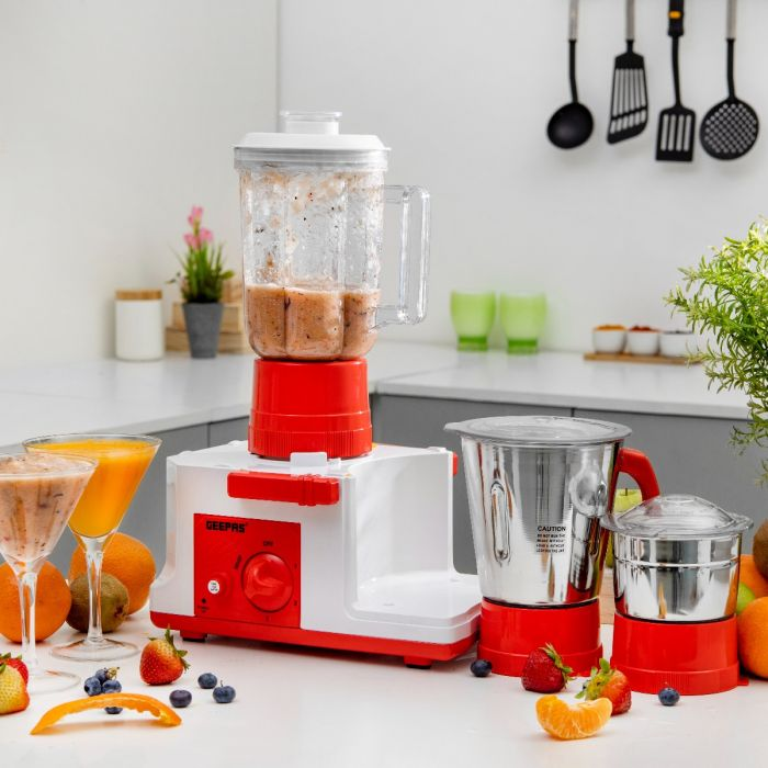 4-In-1 Food Processor With Juicer,Mixer & Grinder | GSB44077 | 3 Speed Controls With Whip Function | Stainless Steel Jar Set | 750W Powerful Motor With Overload Protection