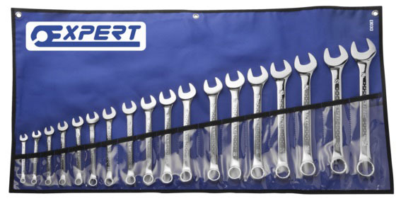 EXPERT E110313 METRIC COMBINATION SPANNER SET + ROLL 18 PCS 6-24MM TOOL ROLL