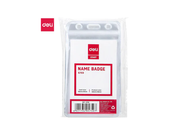 Deli PVC Upright ID Pass Holder Waterproof, 10pcs/pack [5759]