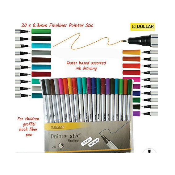 Dollar Pointer Stic Fineliner 0.3mm Assorted Color 20pcs