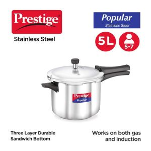Prestige Popular Sleek & Simple Pressure Cooker - Stainless Steel - Silver - 3 LITER