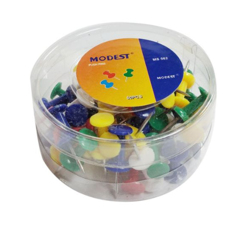 Modest Push Pins Assorted Color 50 Pins / Pack