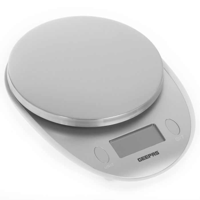 Geepas GKS46508UK Kitchen Weighing Scales - High Accuracy Digital Display Stainless Steel Top Panel - 2-Year Warranty