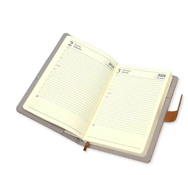 Fis 2024 A5 Diary English Vinyl Hard Sewn Cover Brown -FSDI80E24BR