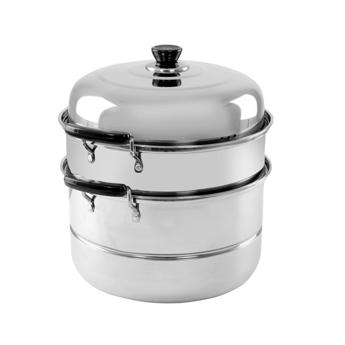 Royalford RF5014 9L 2 Layer Stainless Steel Steamer - Steamer Pot, Heat Resistant With Durable & Comfortable Handles | Dishwasher Safe | Compatible On Induction, Gas, Hot Plate, Ceramic Plate & More