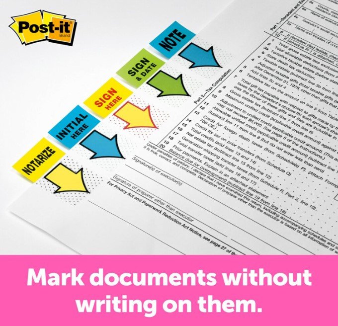 Post-it Flags "Sign Here" 680-SH2. 1 x 1.7 in (25.4 mm x 43.2 mm), 50 flags/dispenser, 2 disp/pack