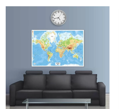 FIS "WORLD" Wall Map with Glossy Lamination, English Language, Size 70x100cm, Printed in Multicolour - FSMA70X100N
