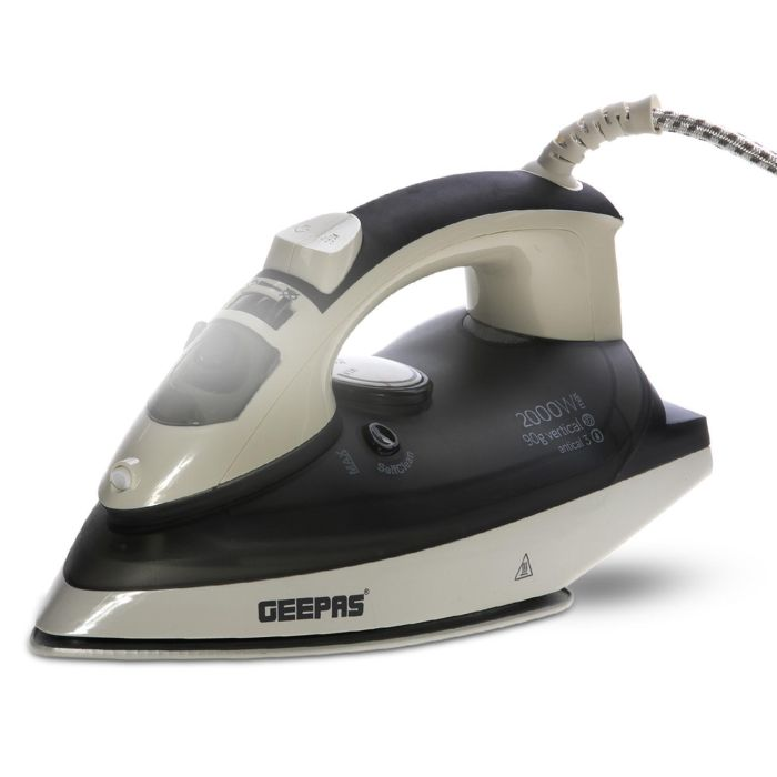 Geepas GSI24013UK 2200W Ceramic Steam Iron For Crisp Ironed Clothes | Ceramic Soleplate, Temperature Adjustment | Dry/Steam Burst Function & Self-Clean Function - 2 Years Warranty