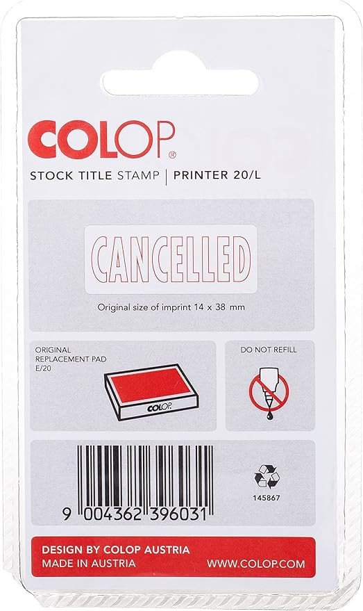 Colop Printer 20 Cancelled Self Inking Stamp Red