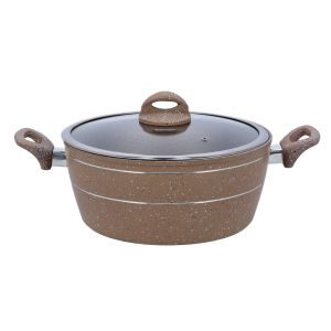 Royalford 28Cm Smart Casserole With Glass Lid - Granite - Brown
