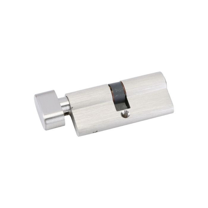 Geepas Single Keyless Cylinder Lock - Euro Profile Cylinder And Thumbturn Door Lock Barrel - Brass & Nickel | Replacement Thumb-Turn Lock Barrel - Drill Resistant | Years Warranty